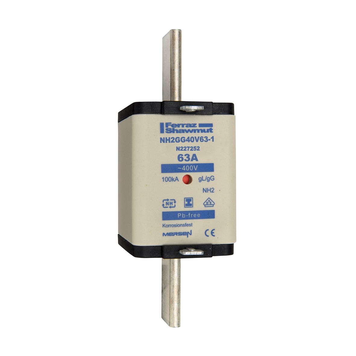 N227252 - NH fuse-link gG, 400VAC, size 2, 63A double indicator/insulated tags
